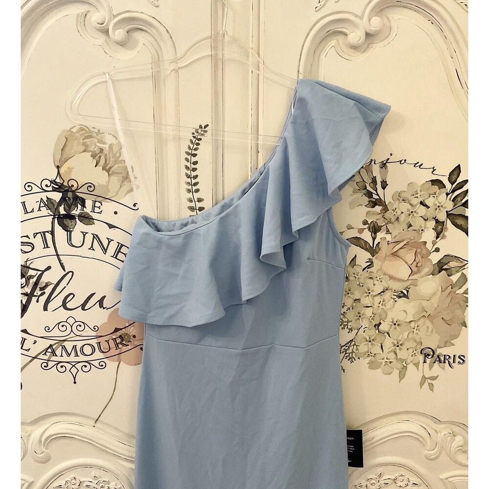 Lulu's Light Blue One-Shoulder Ruffle Maxi Dress - Picture 7 of 12